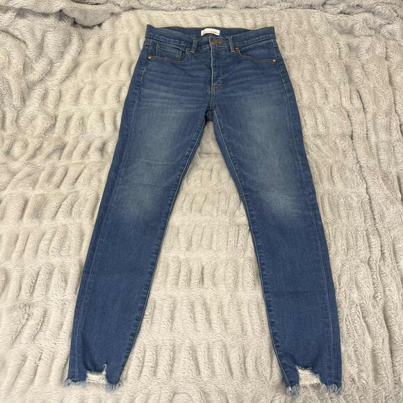 LOFT Denim - LOFT Jeans Women 28 6 Skinny Medium Wash Raw Hem Stretch Denim Distressed Modern